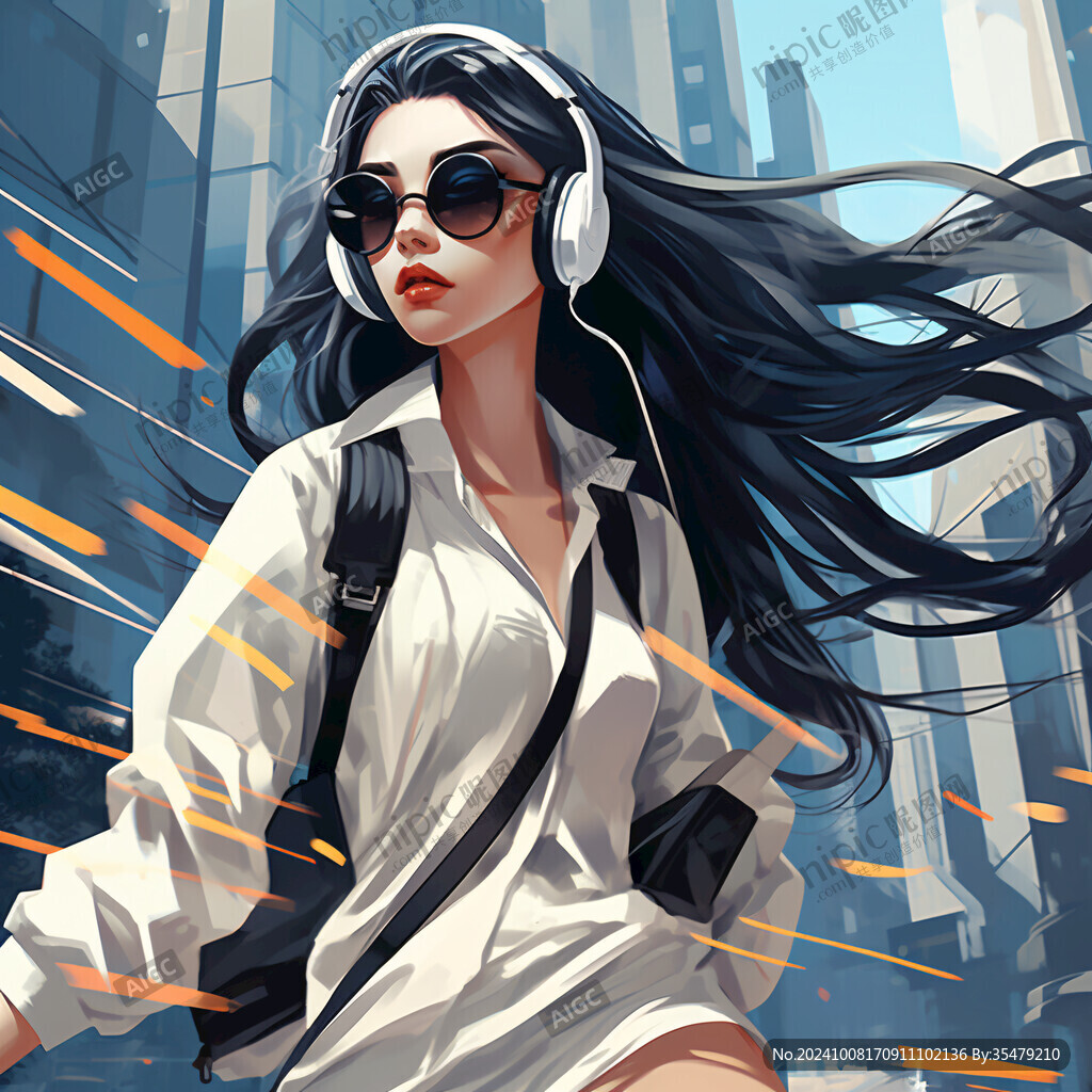 潮流插画美女人物插画