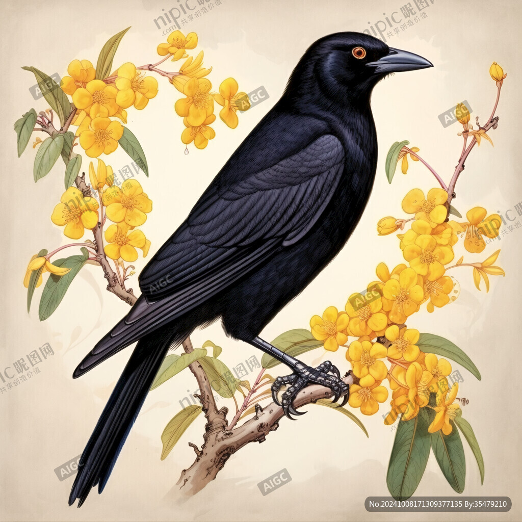 欧美风格鸟花卉