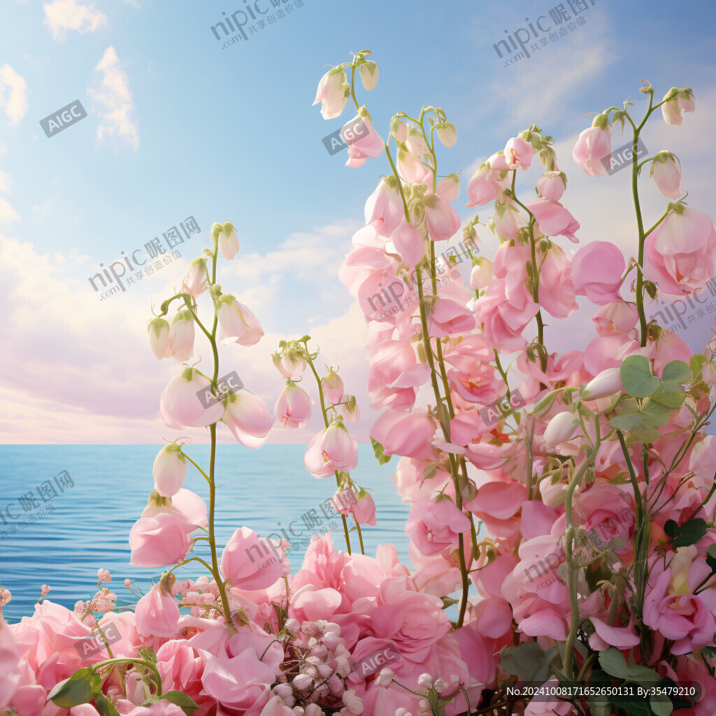 红粉佳人蓝色天空