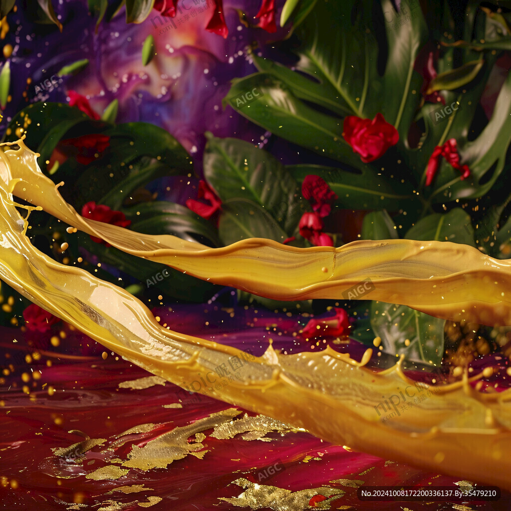 黄金流体艺术画