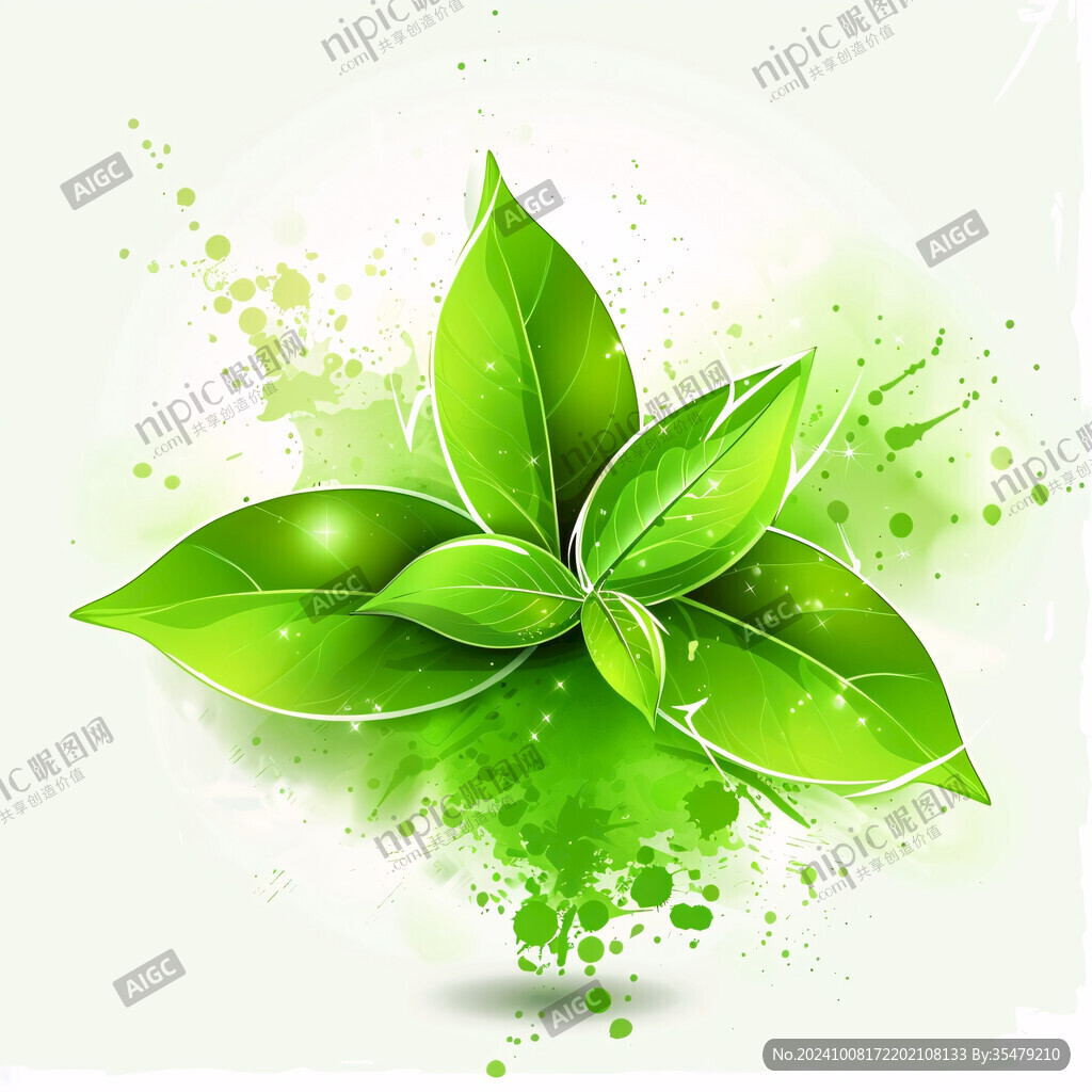 可爱植物绿叶图