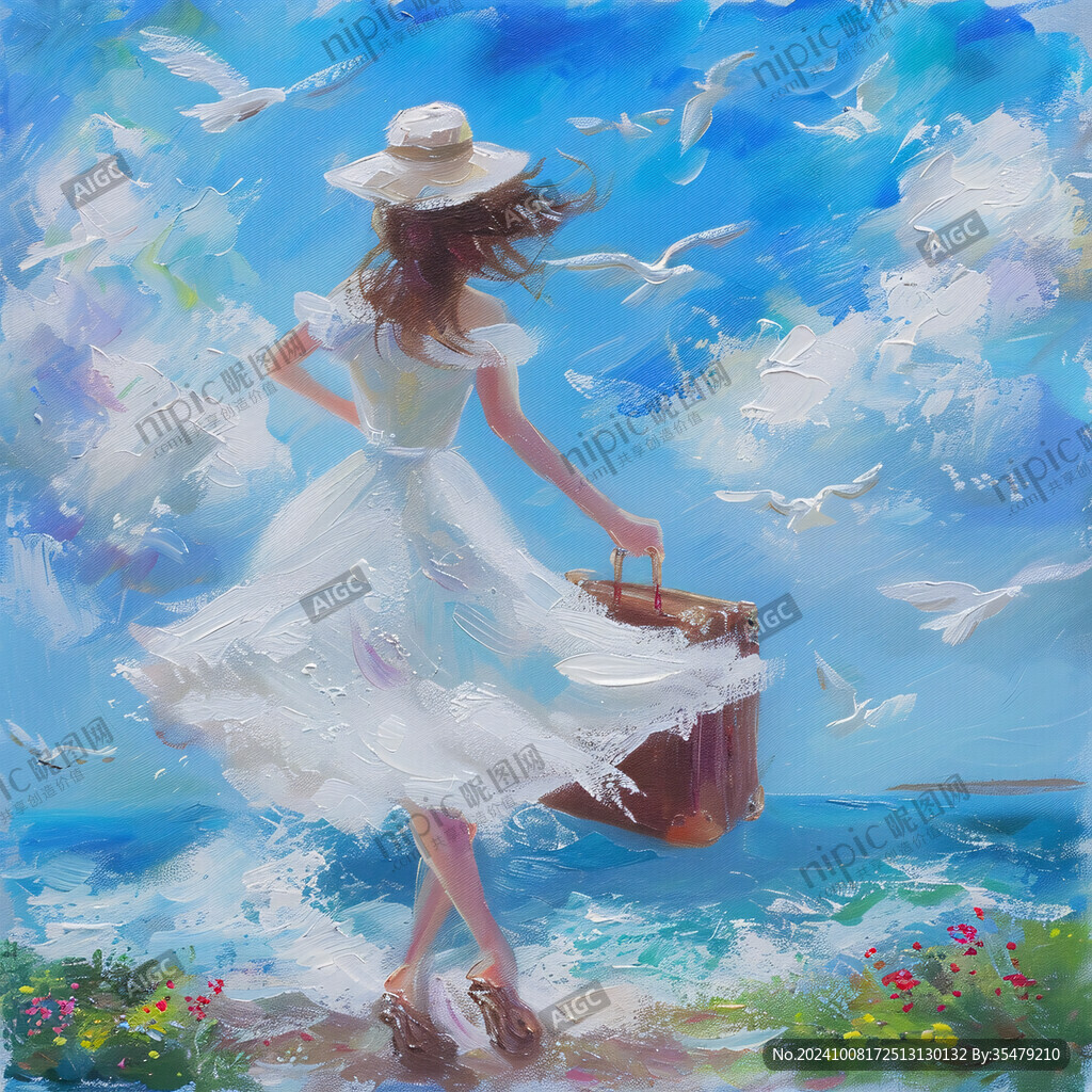 少女和鸽子插画