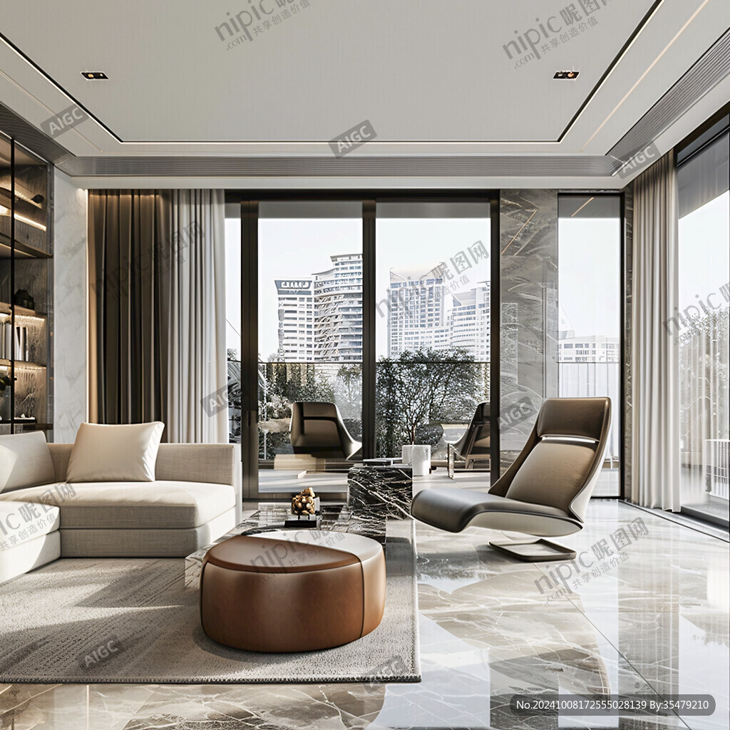 大气客厅落地门窗场景