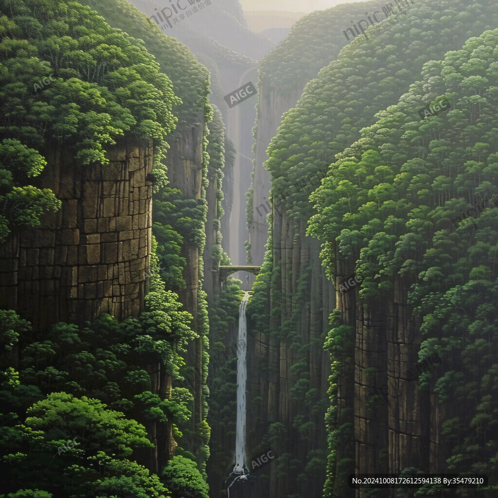 山水深渊建筑立体画