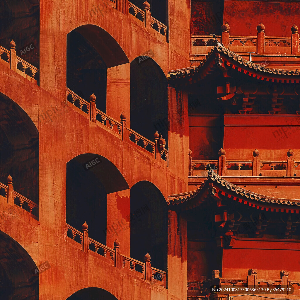 古建红墙 层层叠叠