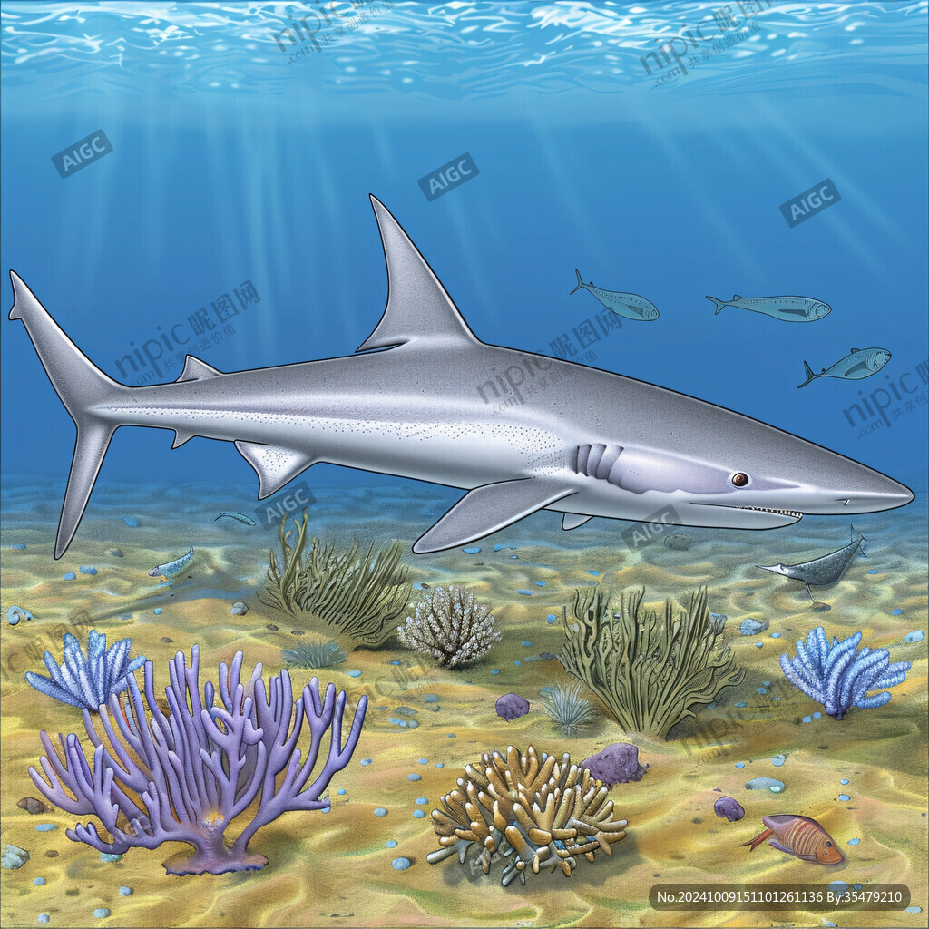 卡通鲨鱼立体画