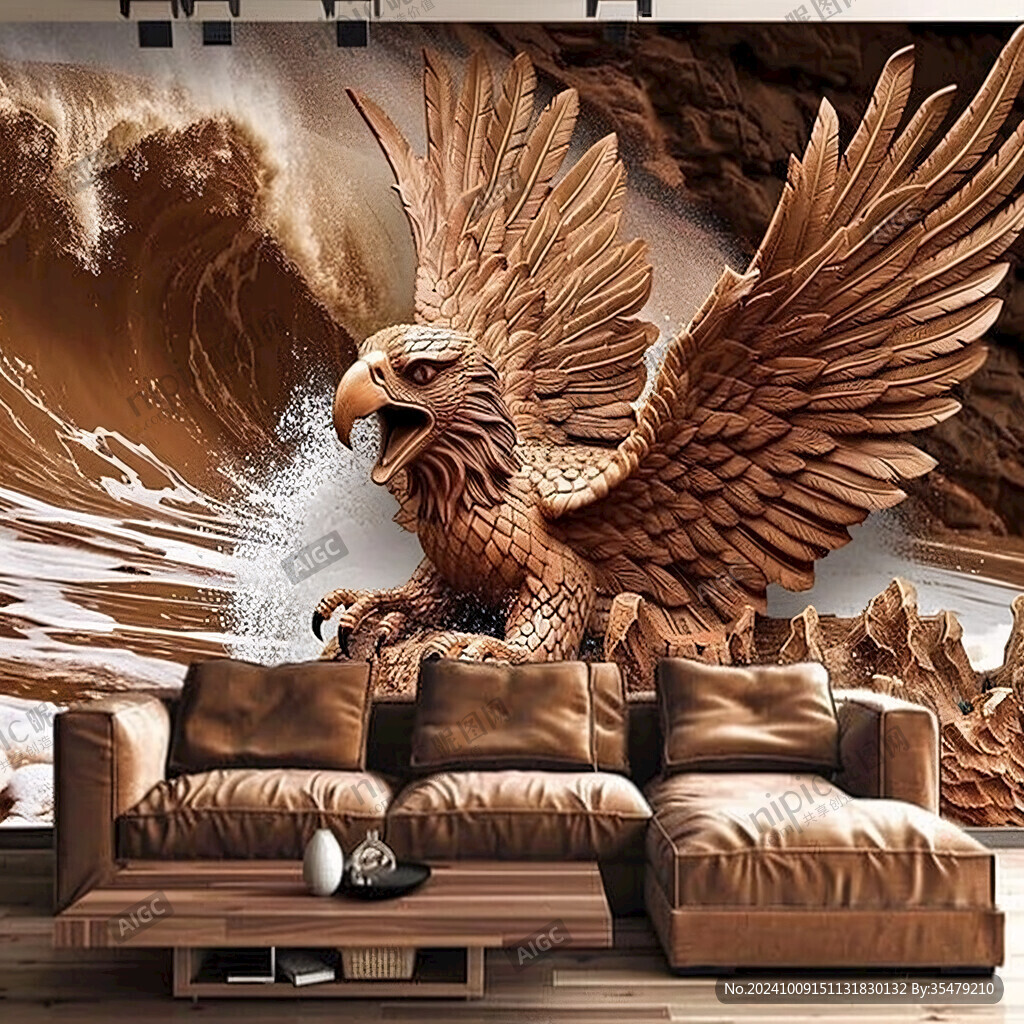 老鹰电视背景壁画