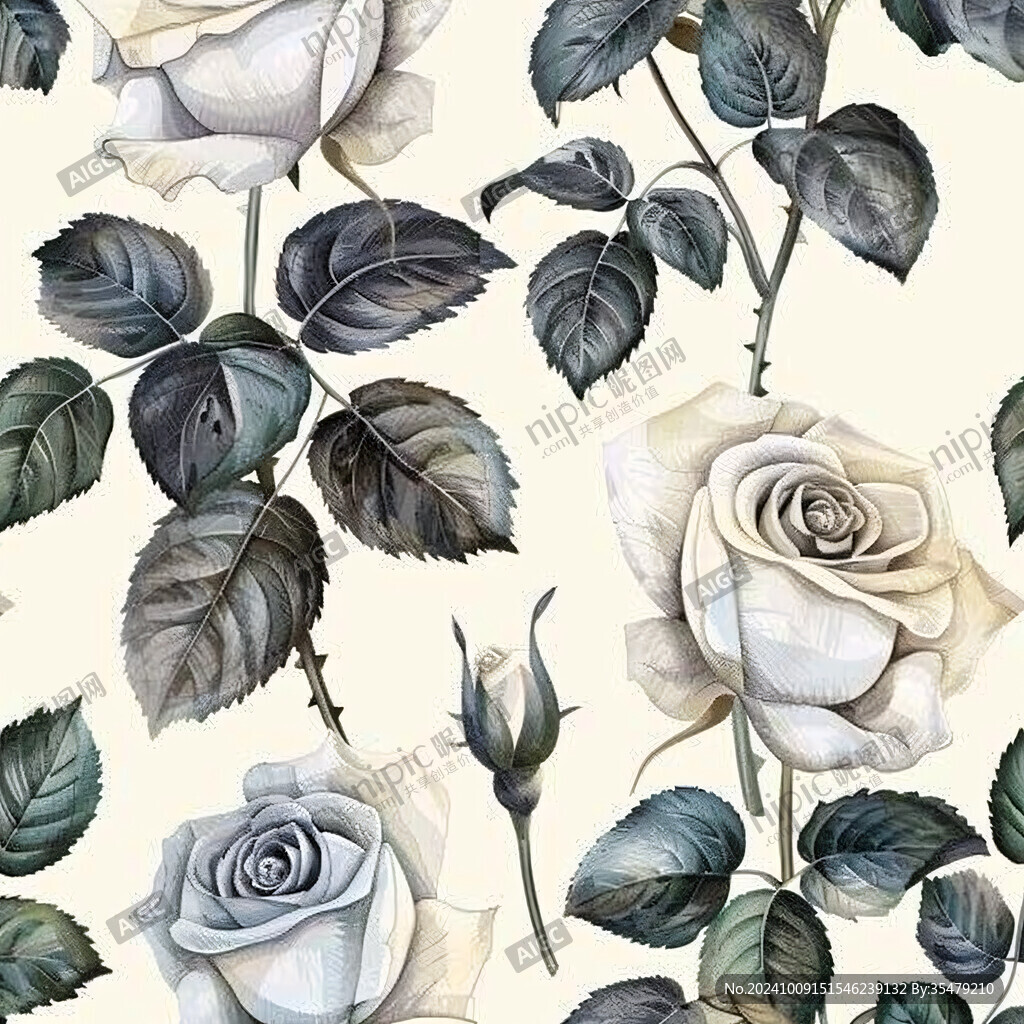 写实手绘玫瑰花素材