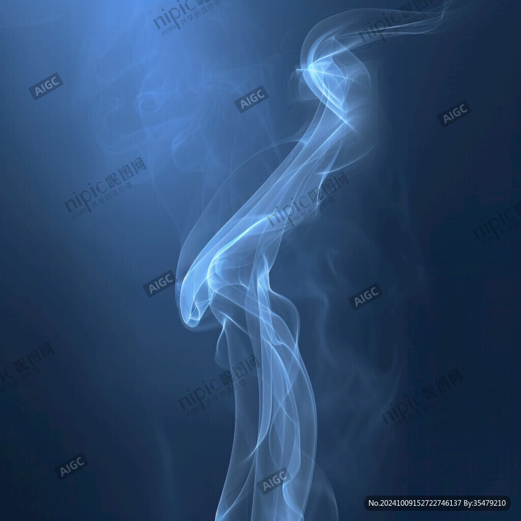 蓝色线条烟雾波浪