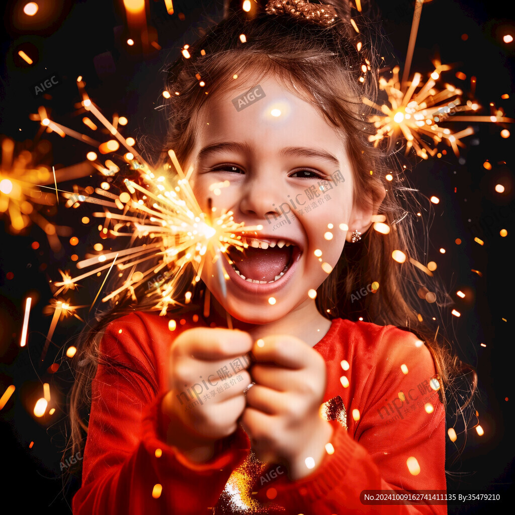 放烟花的小女孩