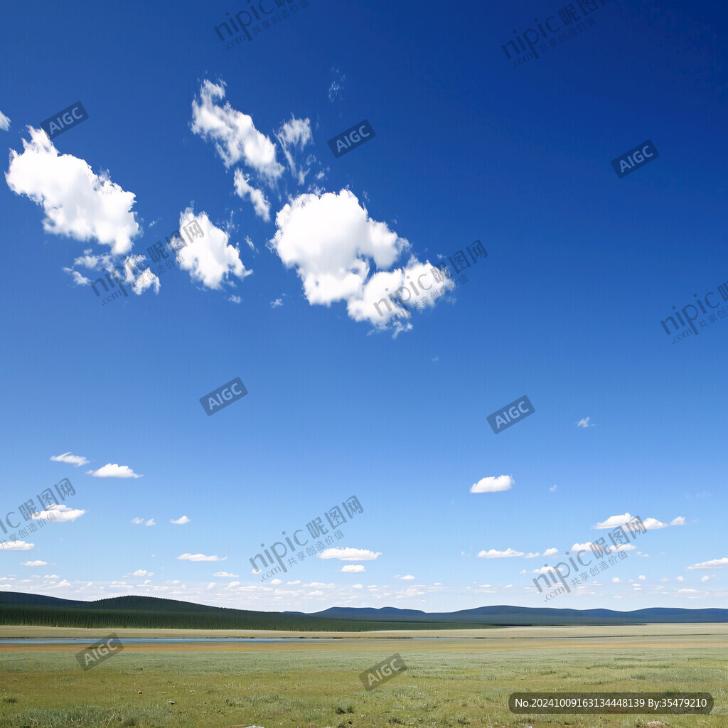 蓝天白云蒙古大草原