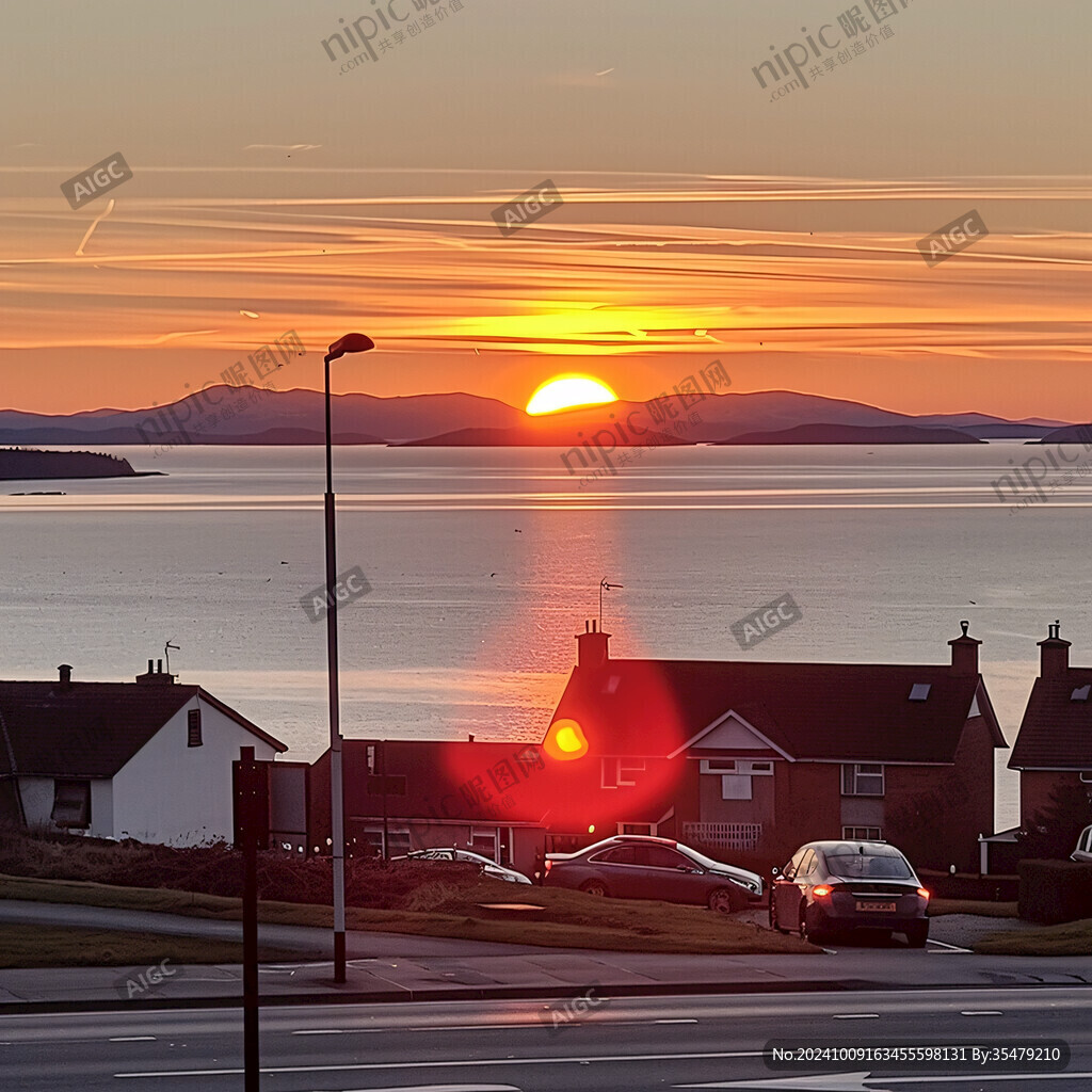 北欧小镇日出