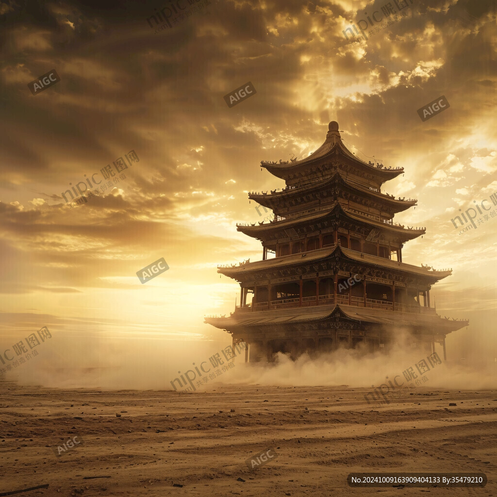 应星楼中国风山水意境