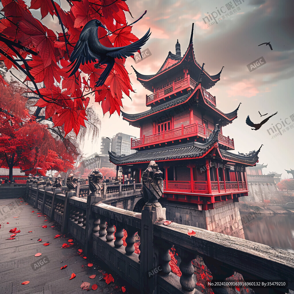 应星楼中国风山水意境