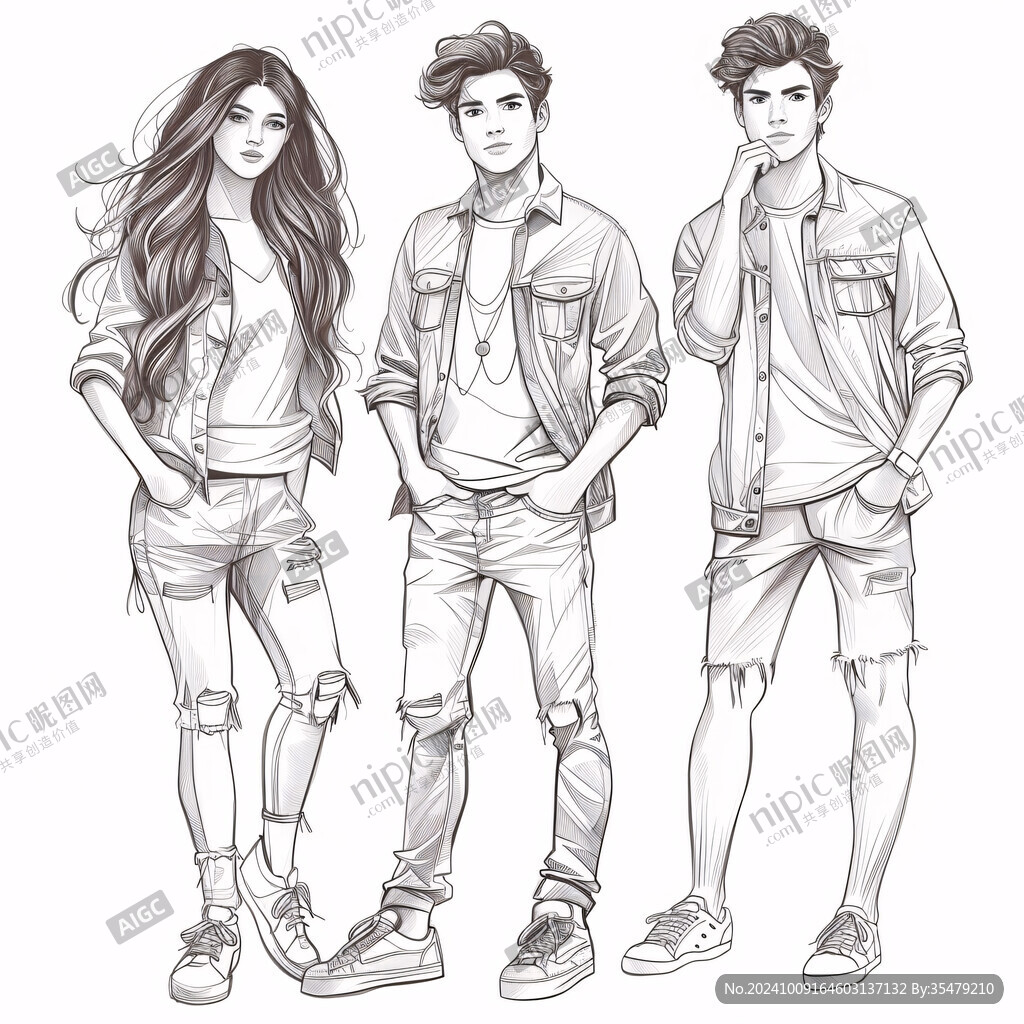 三人组合插画