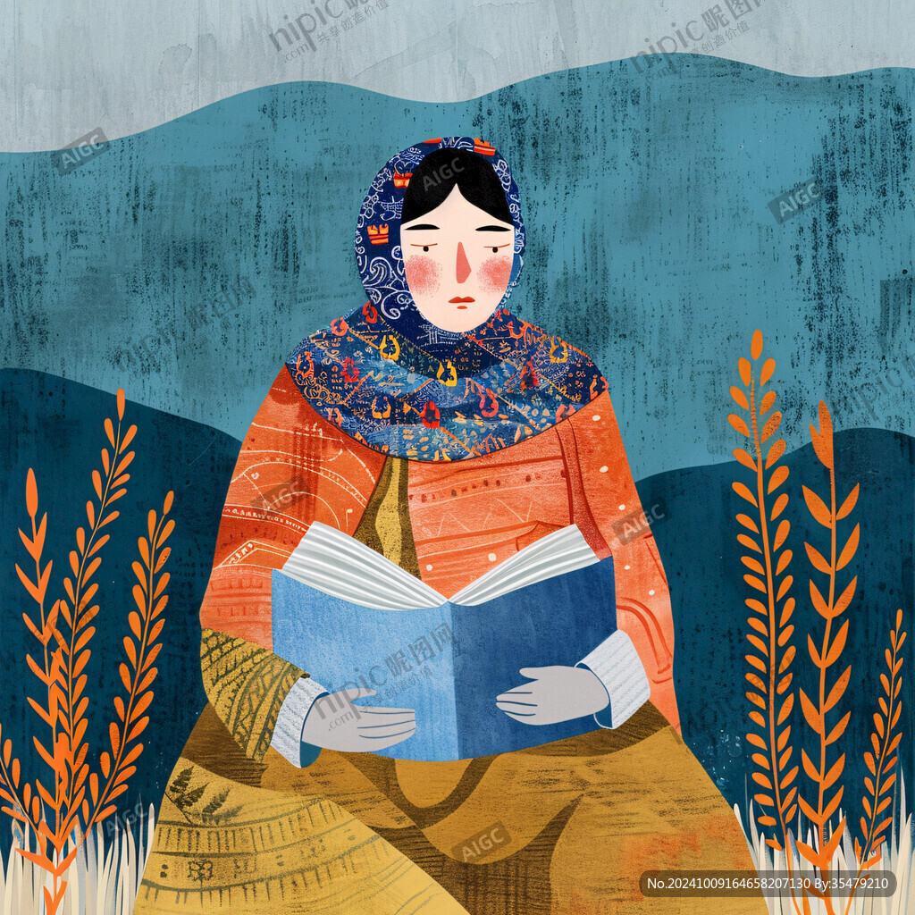 认真读书的女生