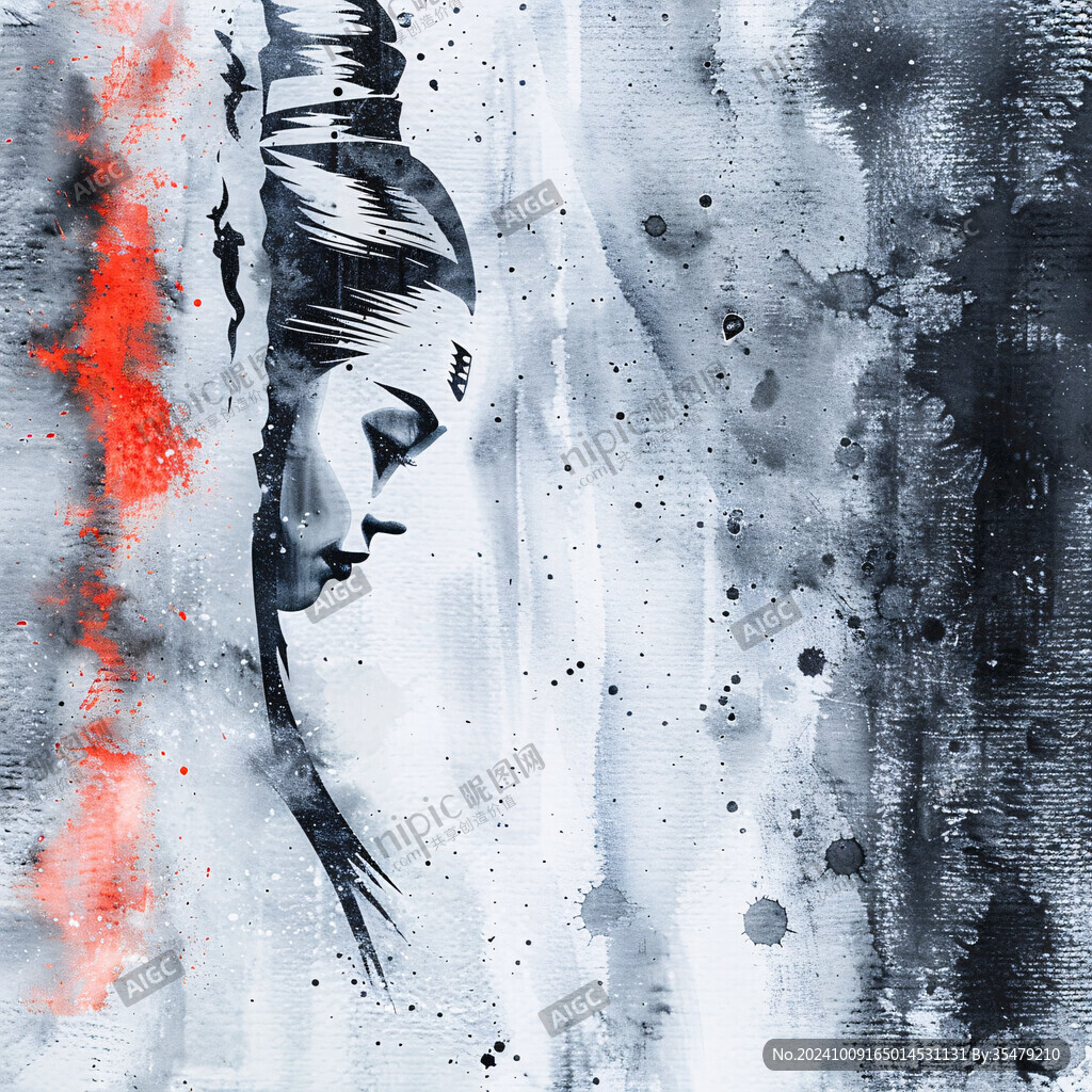唯美抽象画水彩画女人