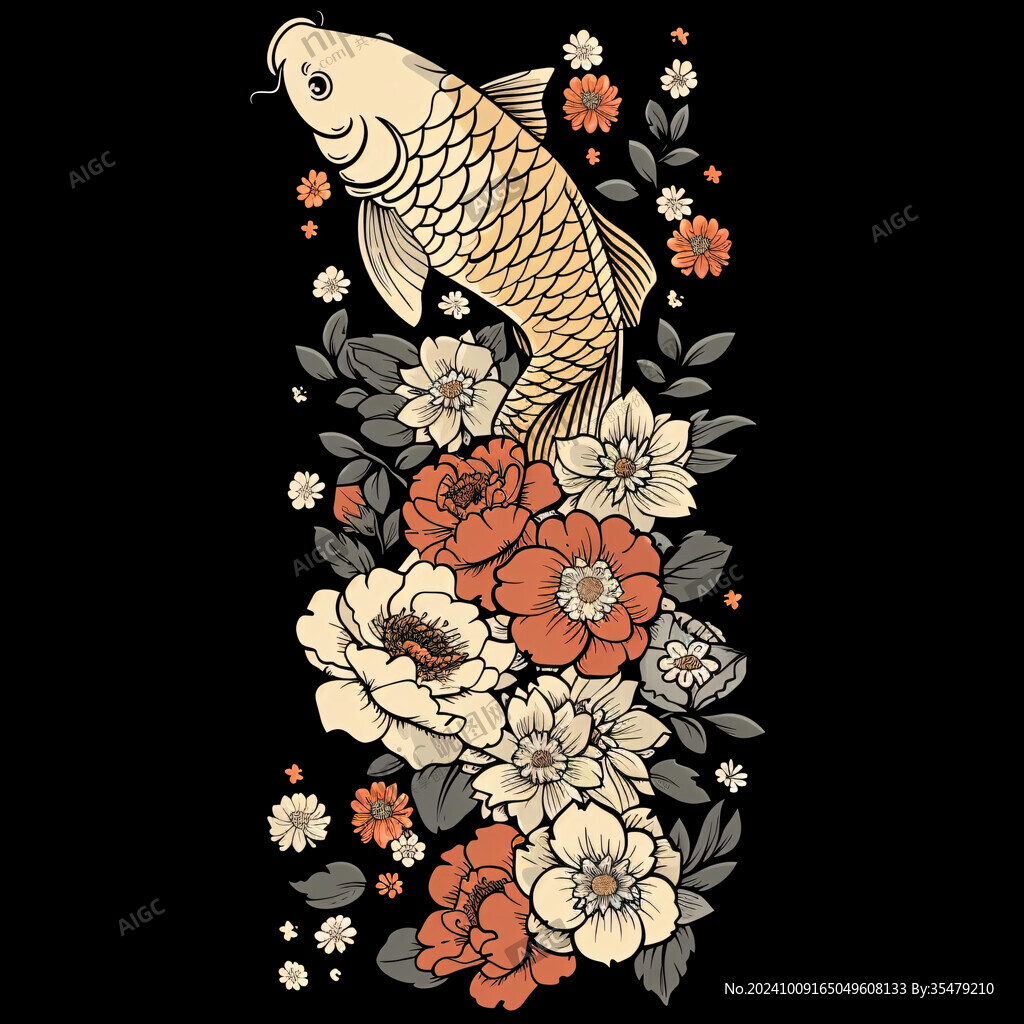 吉祥装饰插画如鱼得水