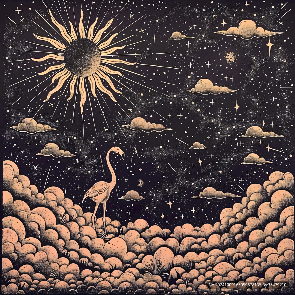 旭日东升仙鹤云纹