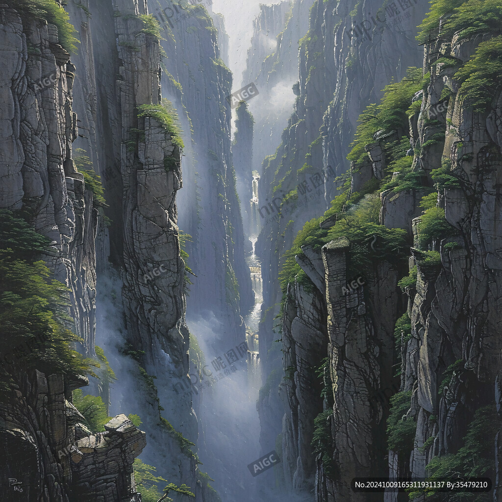 山水深渊建筑立体画