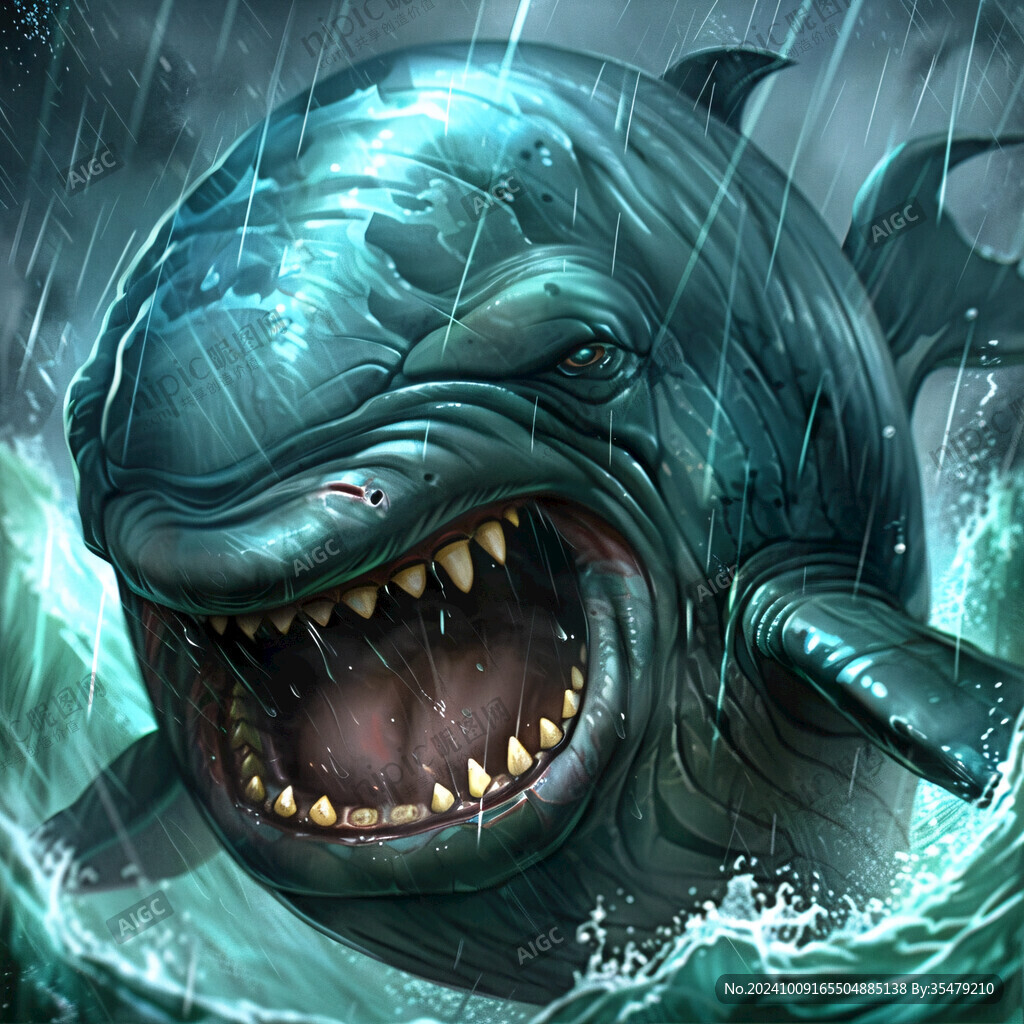 卡通鲨鱼立体画