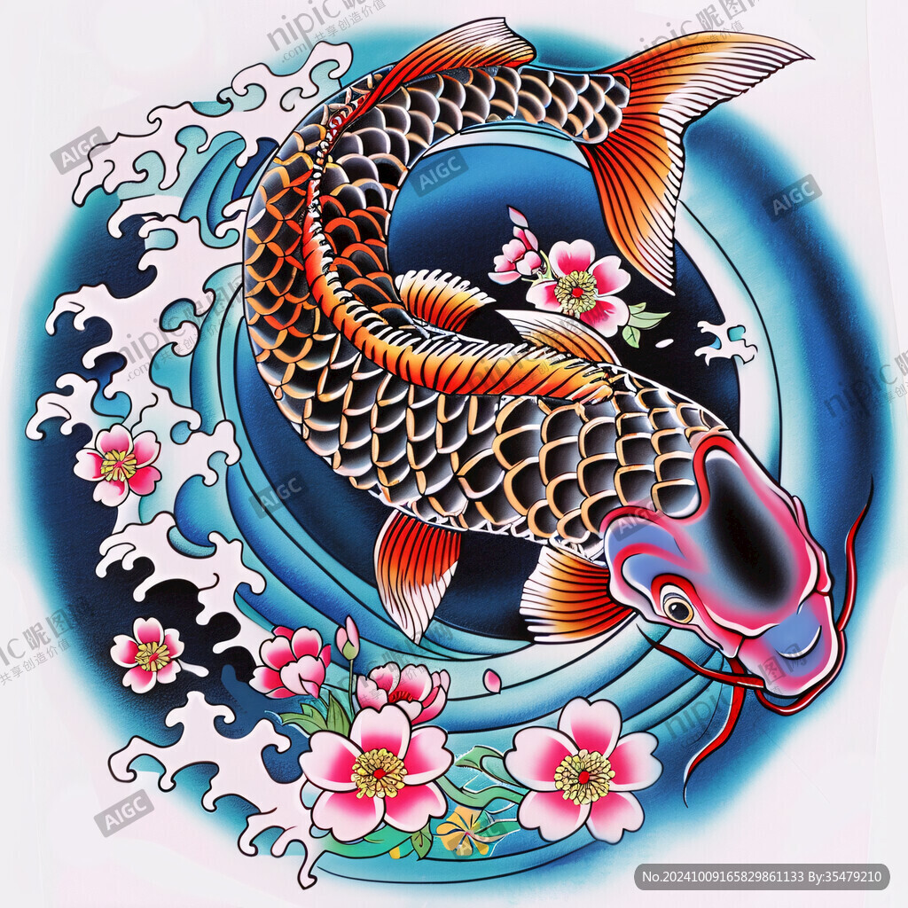 吉祥装饰插画如鱼得水