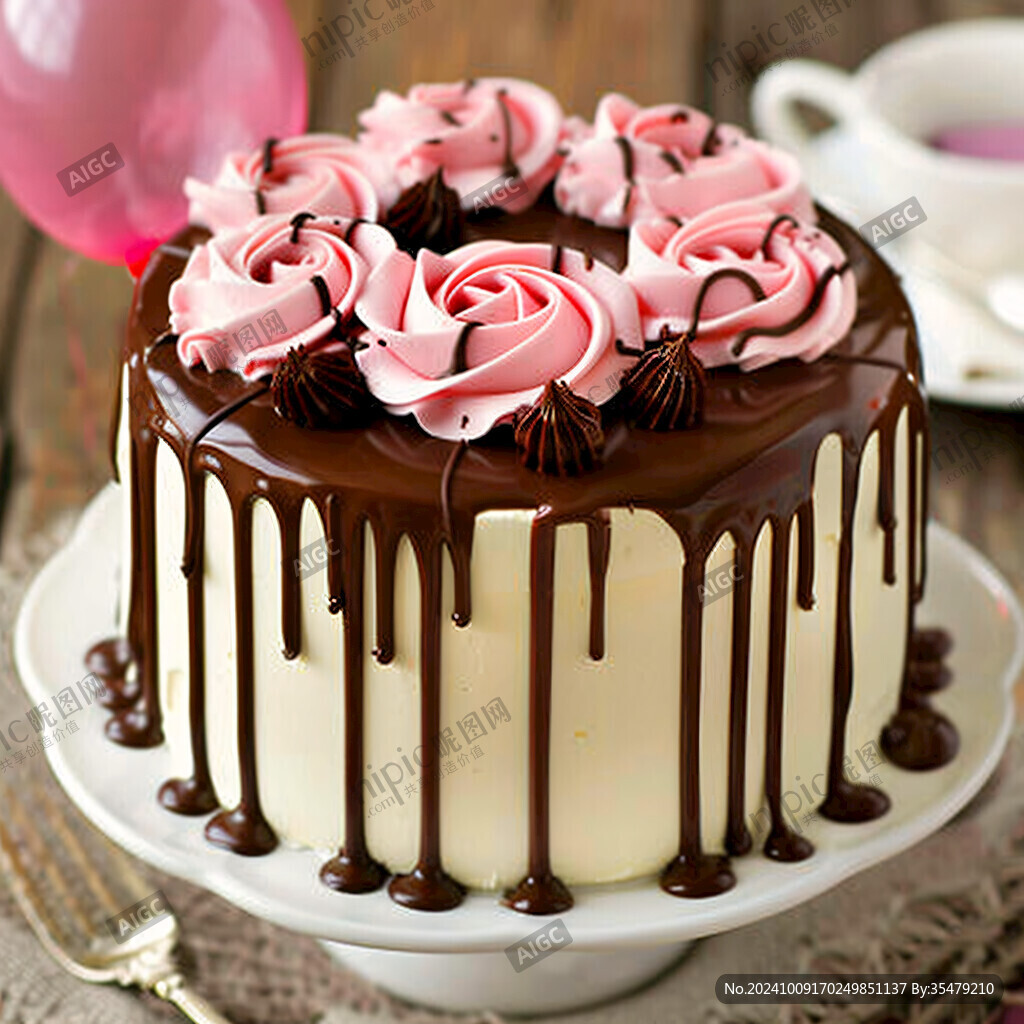 巧克力淋面蛋糕手绘