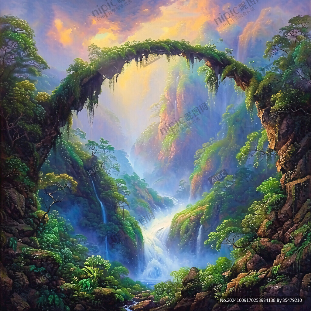 山水深渊建筑立体画