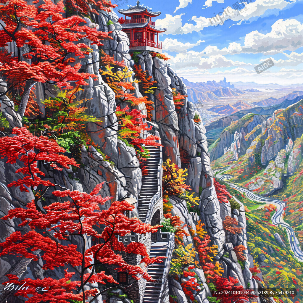 山水深渊建筑立体画