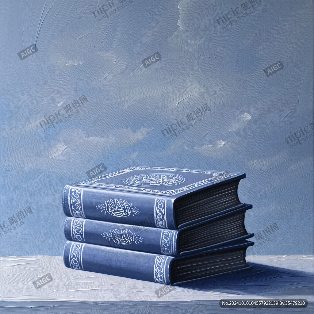 卷轴书籍水墨蓝色
