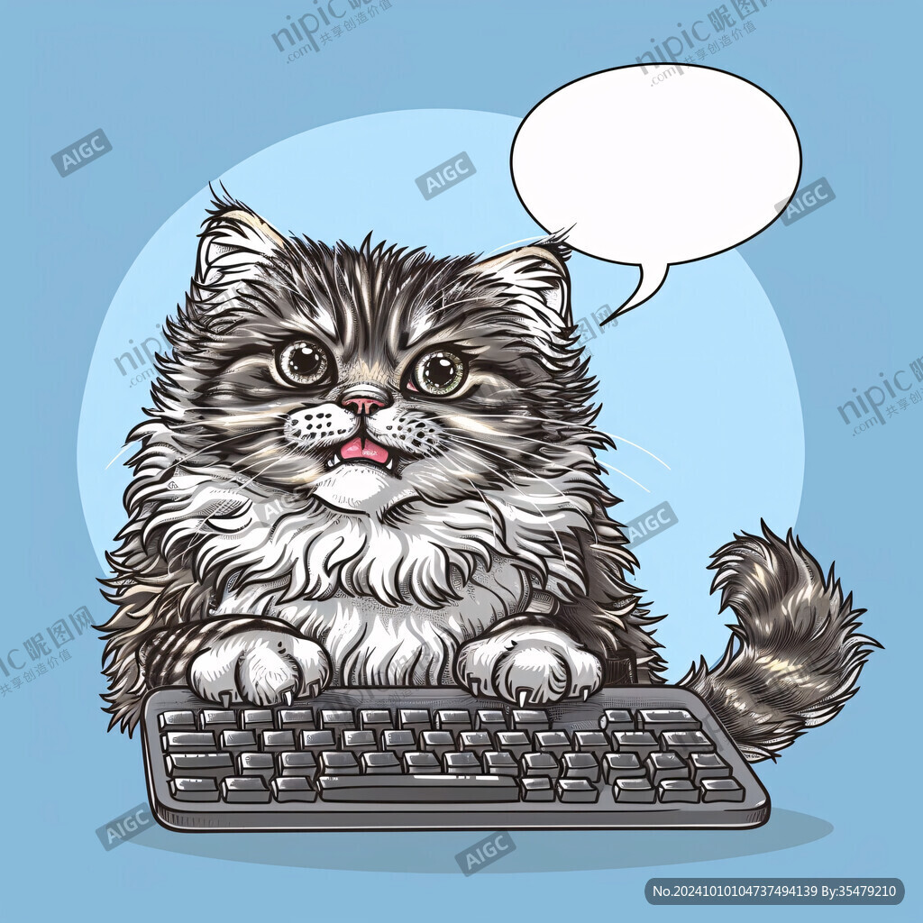 卡通长毛猫插画