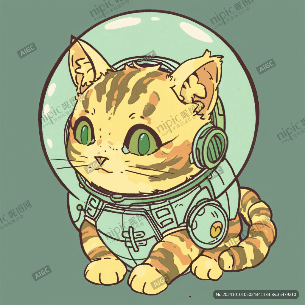卡通宇航员猫咪