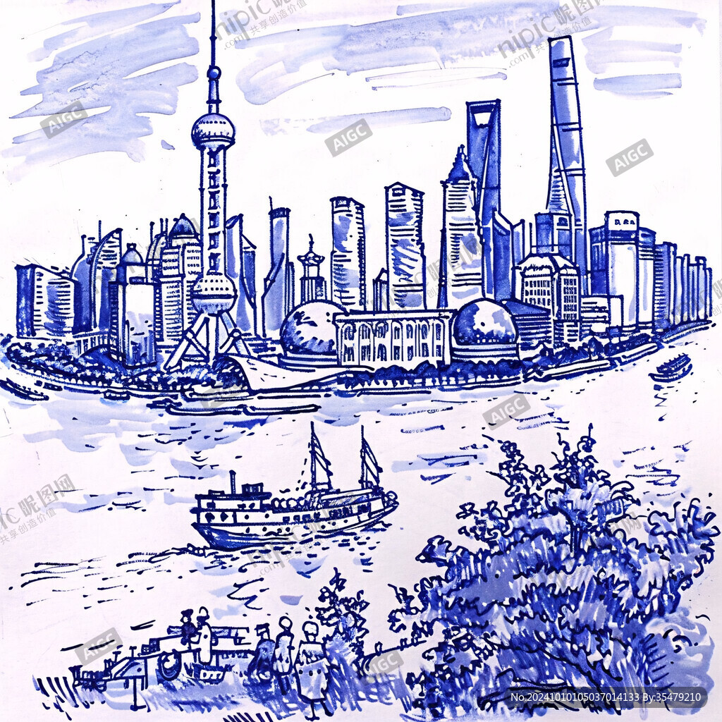 外滩陆家嘴手绘