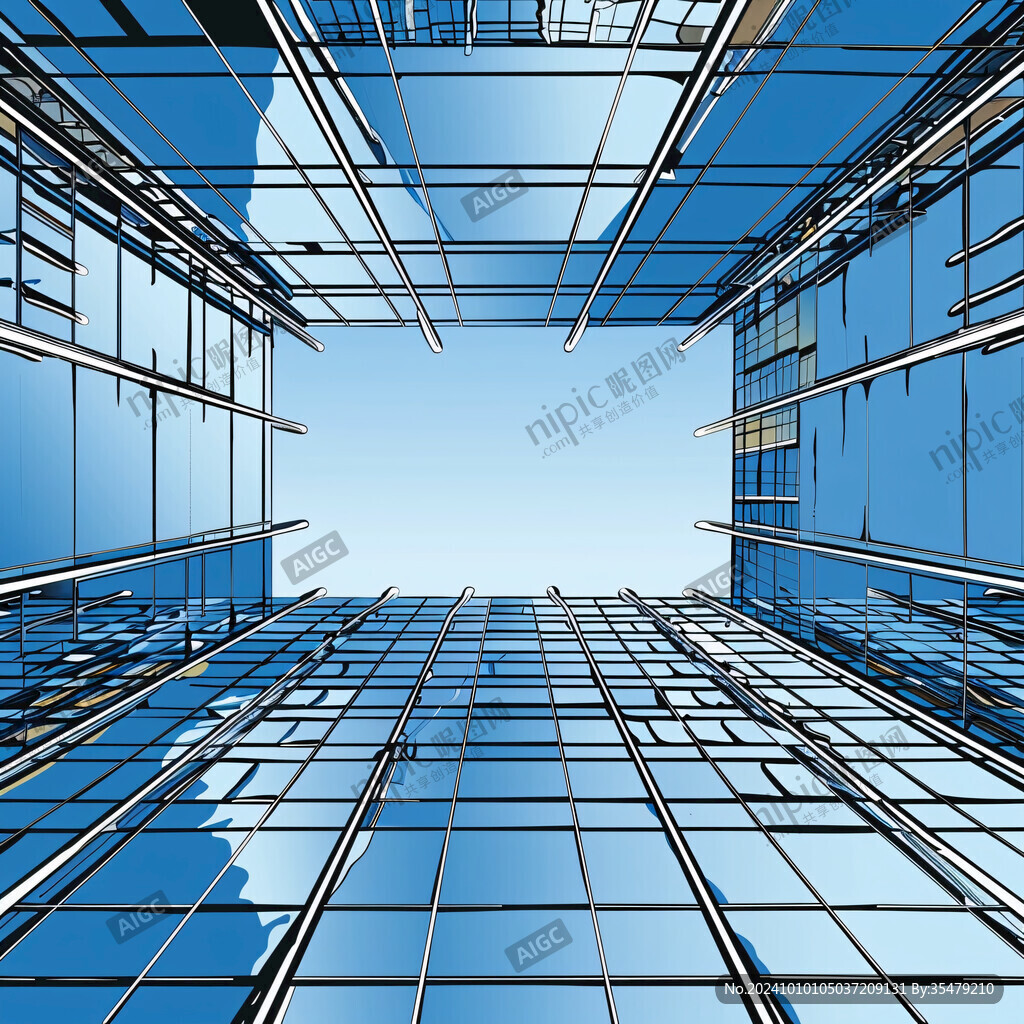 3d玻璃金属材质建筑