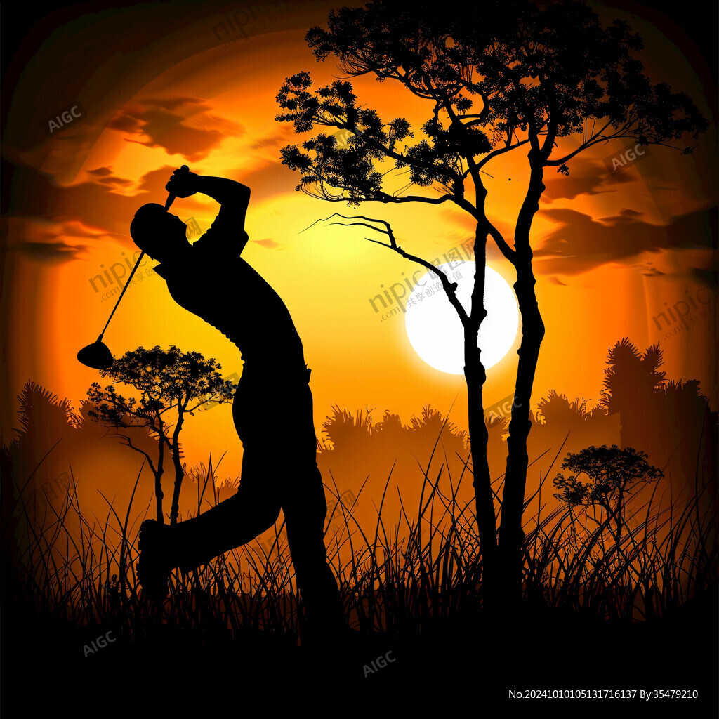 高尔夫人物剪影