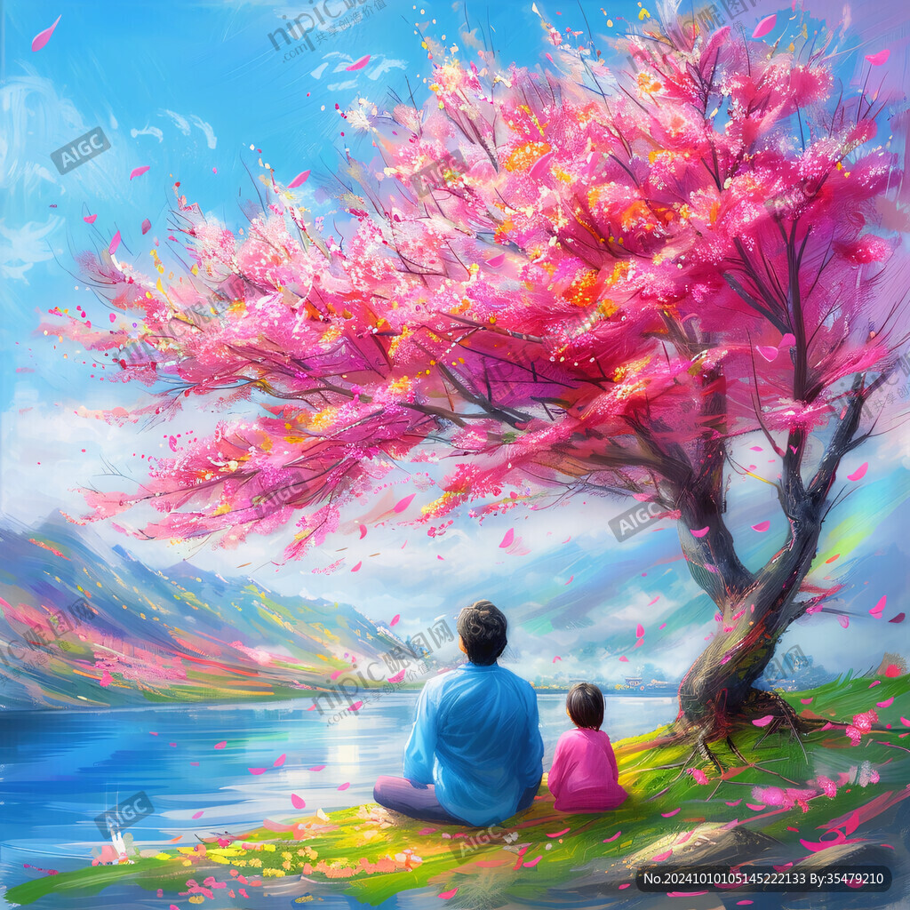 樱花树下的情侣