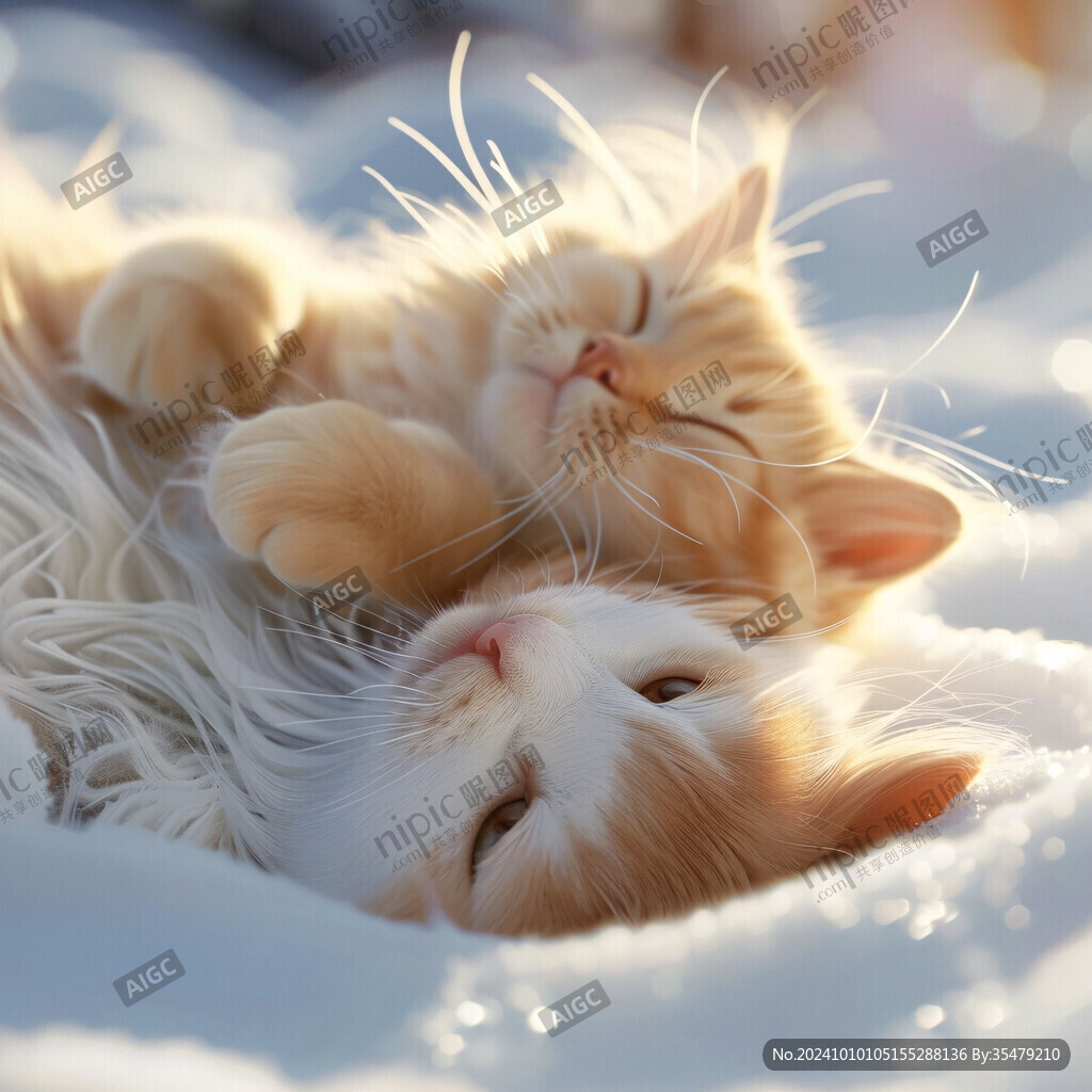 阳光下睡觉的猫