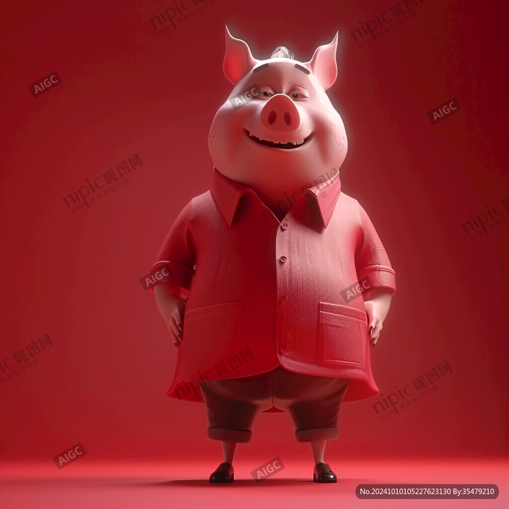 3d卡通猪拍照图