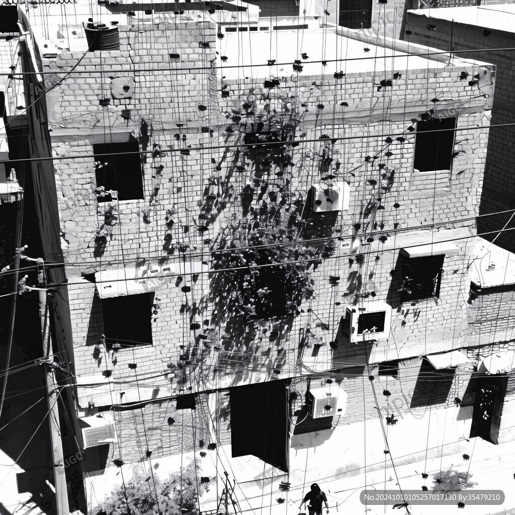 旧住宅楼杂乱电网