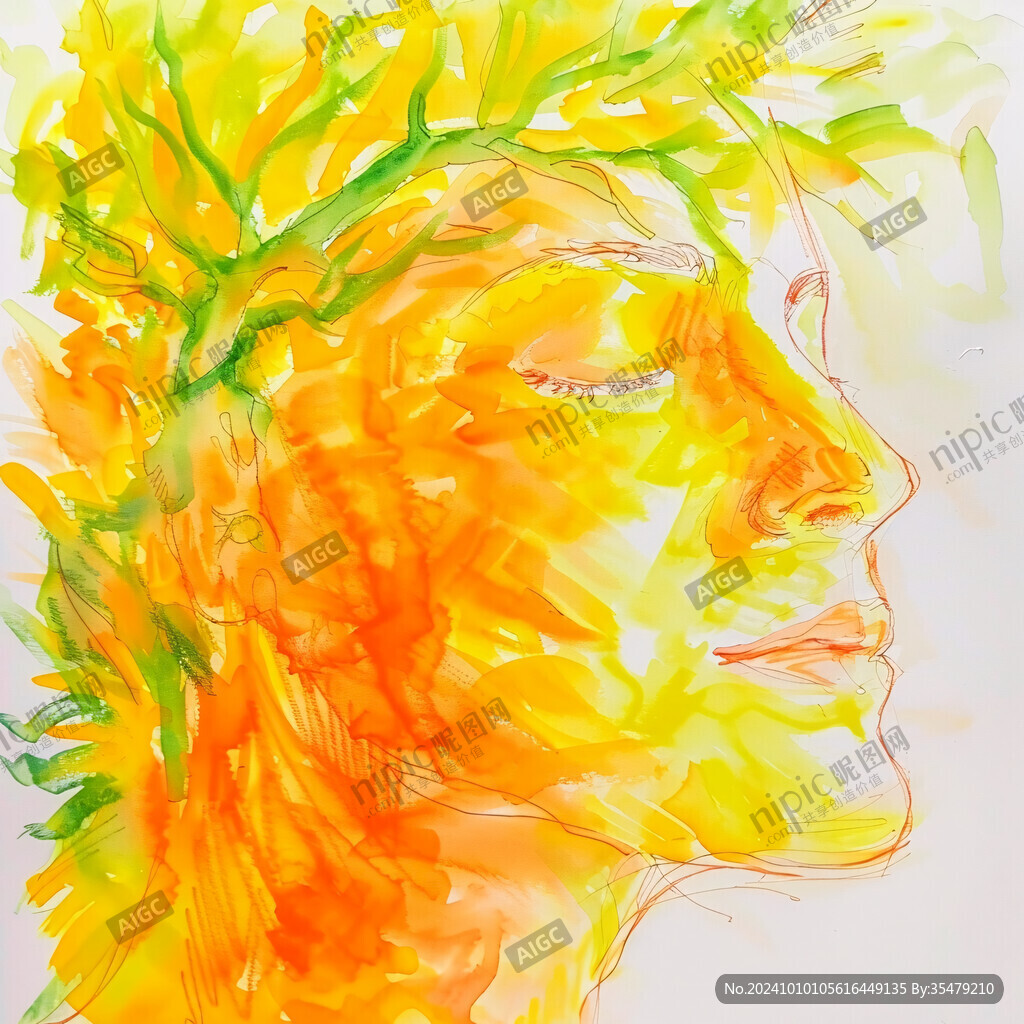 唯美抽象画水彩画女人