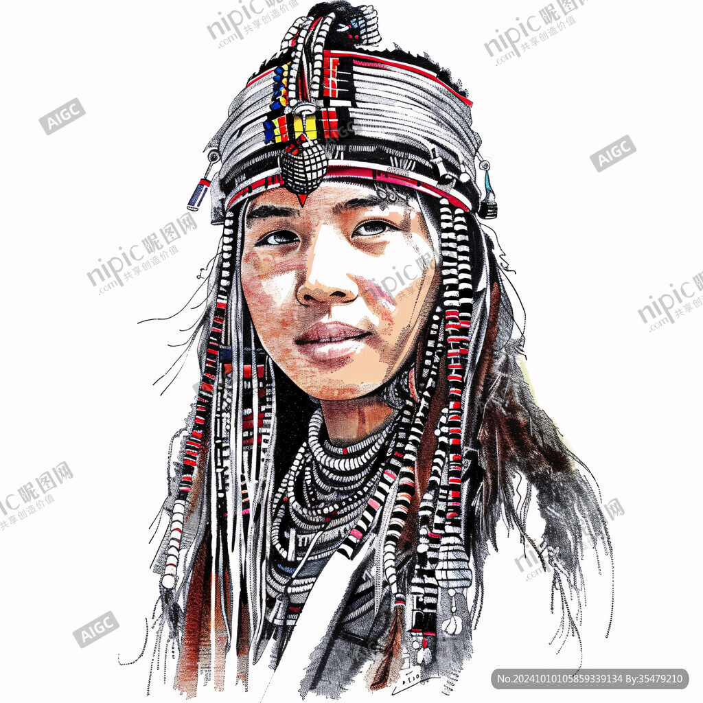 印第安人手绘