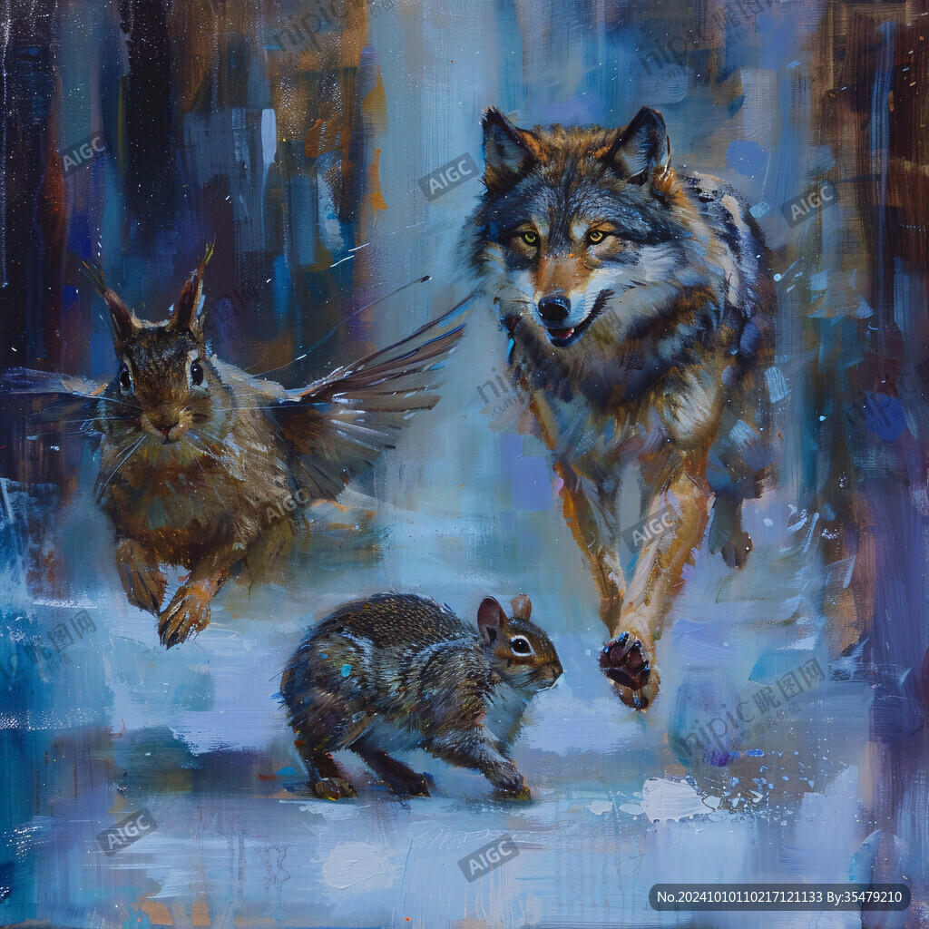 动物水彩画动物油画