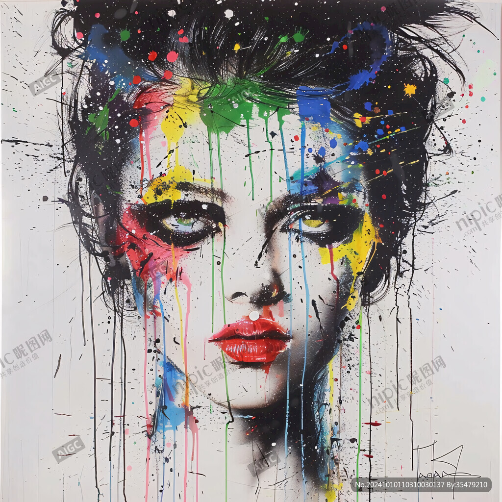 唯美抽象画水彩画女人
