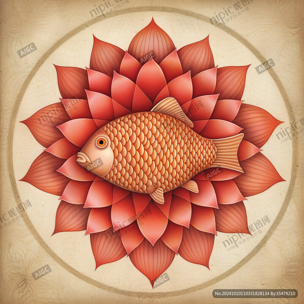 吉祥装饰插画如鱼得水