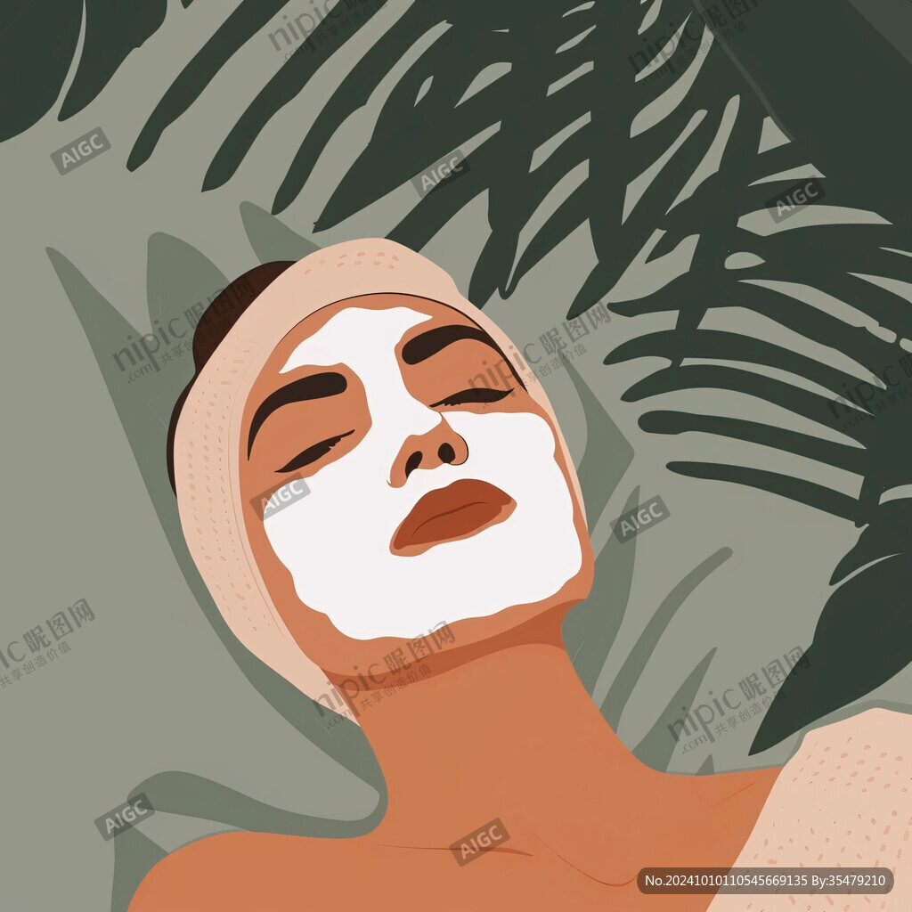 面膜插画美女