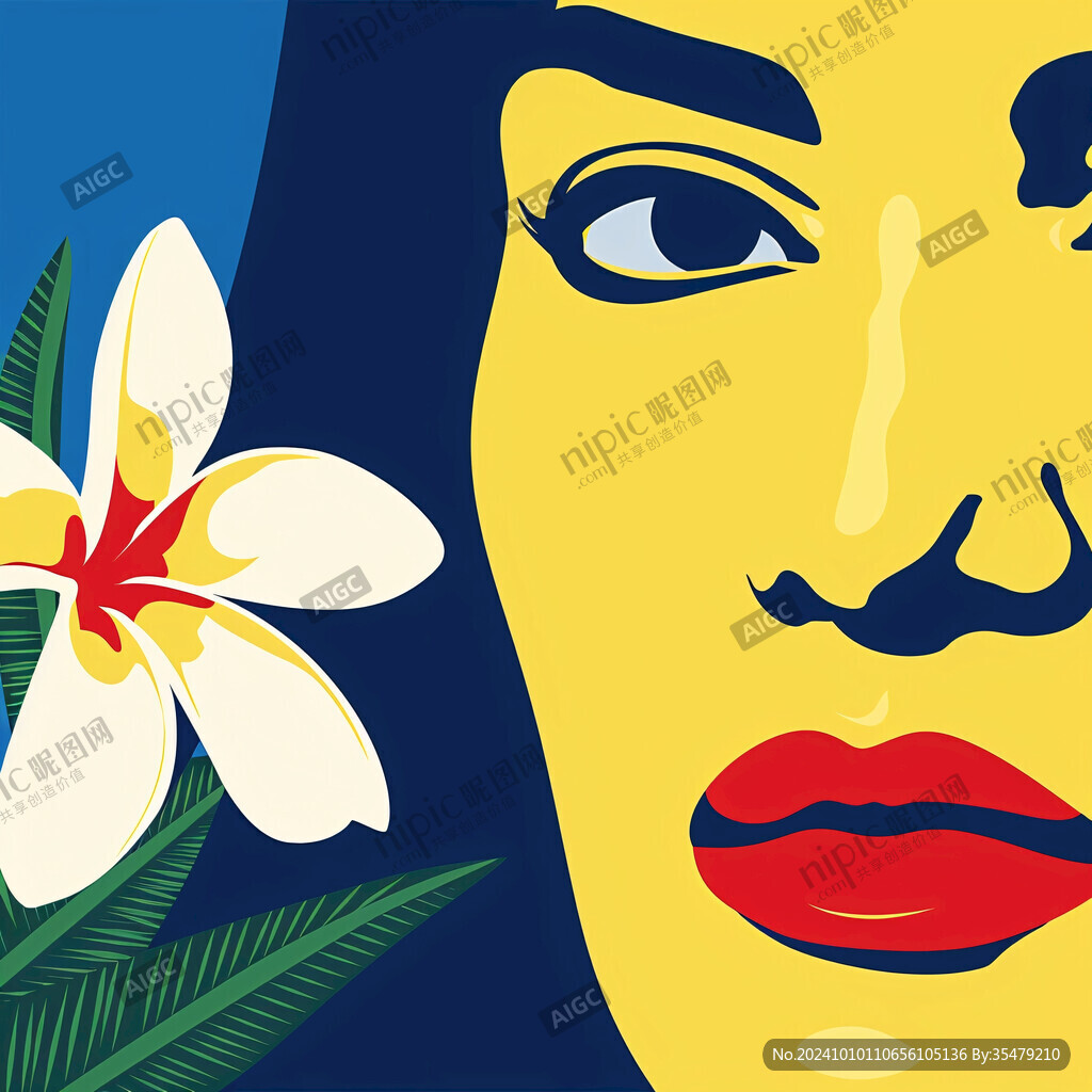 手绘女人花风格装饰画