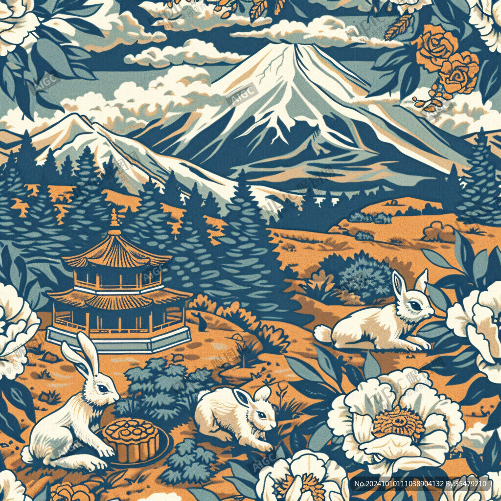 欧式日式国潮山水图