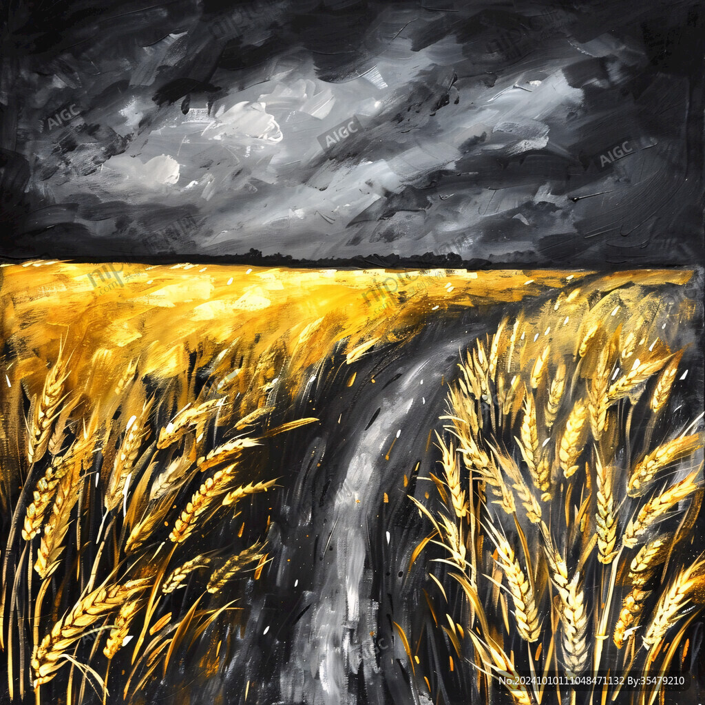 麦田水粉画