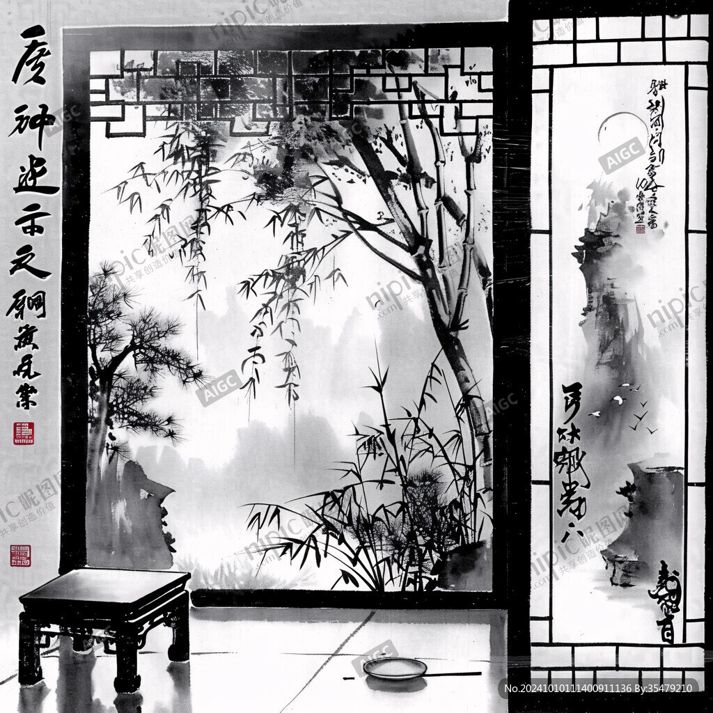 玻璃背景墙琴棋书画