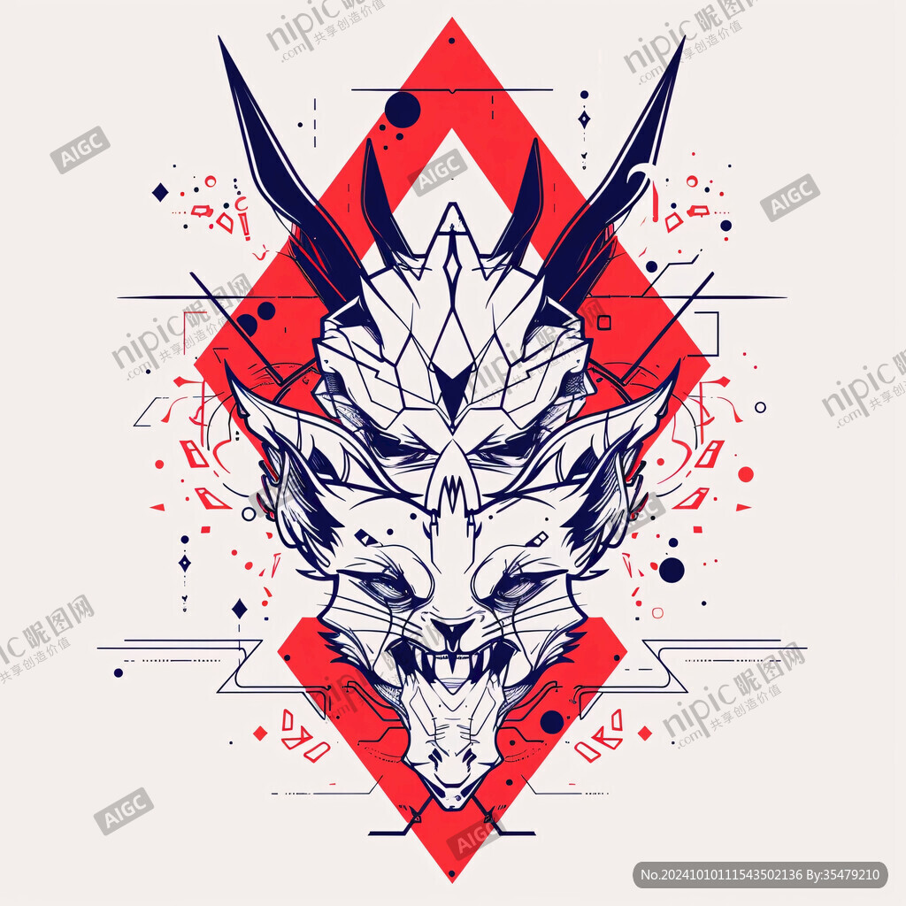 机械狼头t恤图案